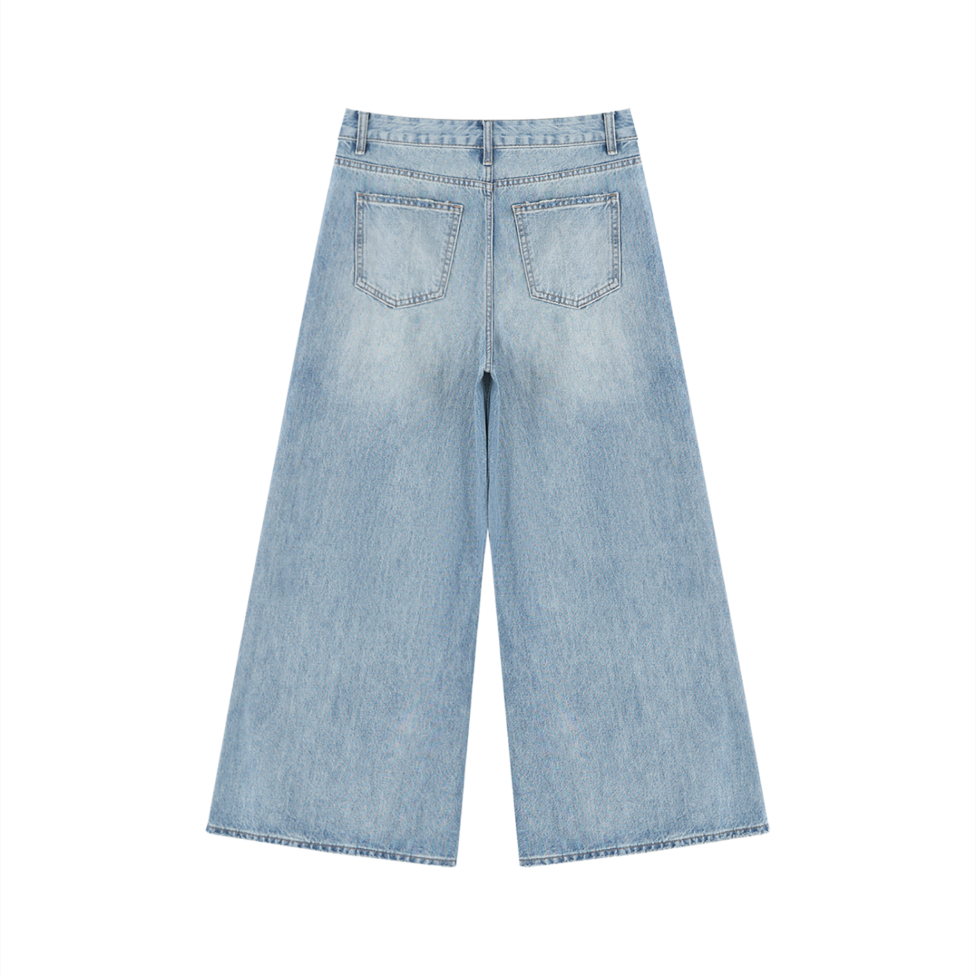 Vintage wash distressed wide leg jeans by RAREBINO with a relaxed fit and faded, worn-in look.