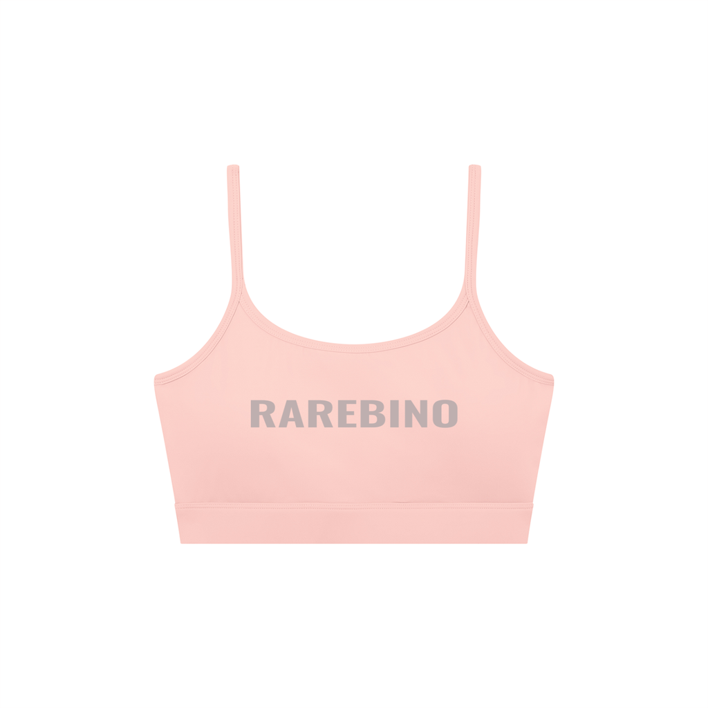 RAREBINO solid u-neck sports bra in black, featuring supportive design and comfortable fabric for active wear.