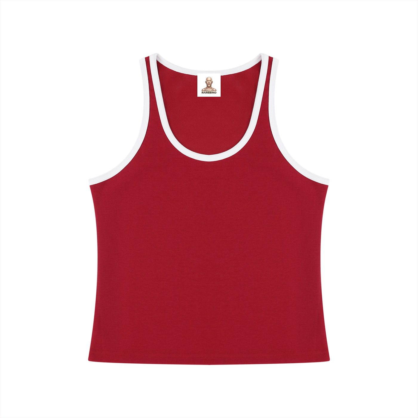 Color block cropped tank top by RAREBINO featuring vibrant color panels and a fitted sleeveless design.
