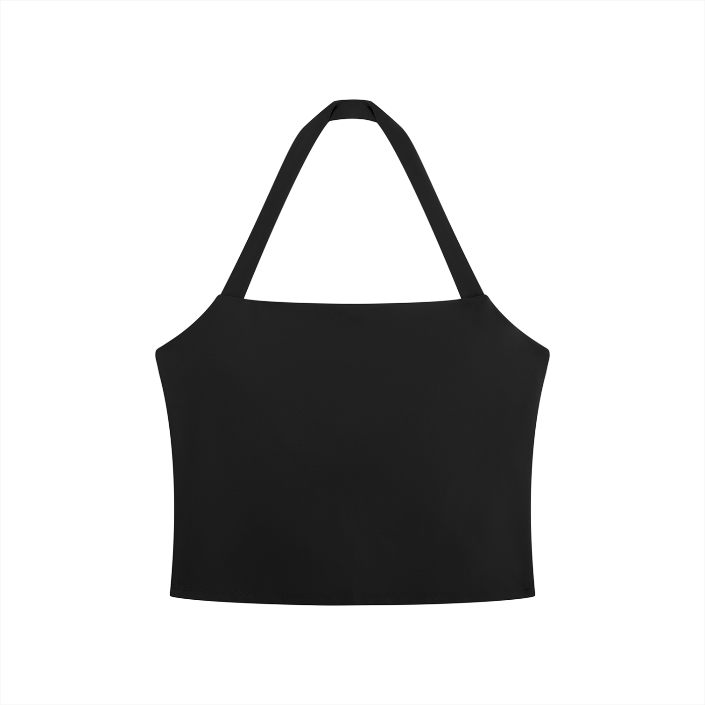 RAREBINO halter crop sports bra with supportive design, black color, and stylish fit for active wear and workout sessions.