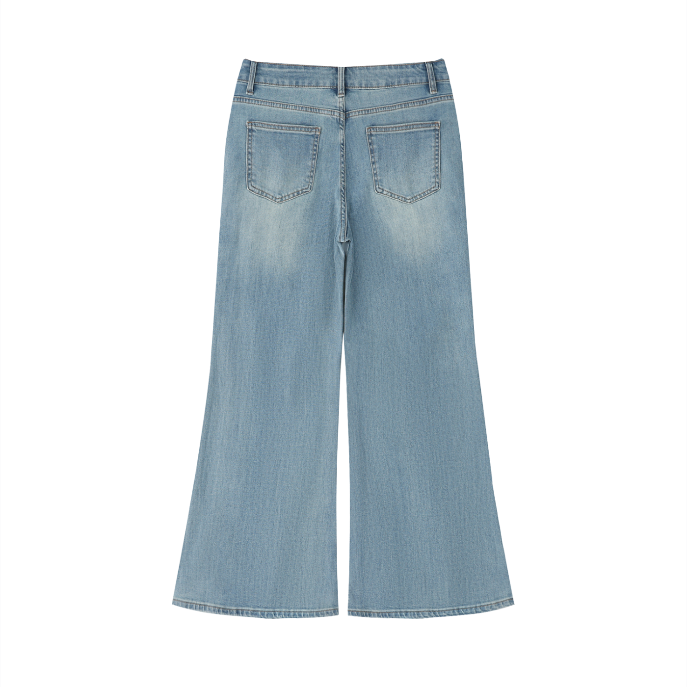 Vintage wash flared leg jeans by RAREBINO, showing classic high-rise denim with faded vintage finish and wide flare at the hem.