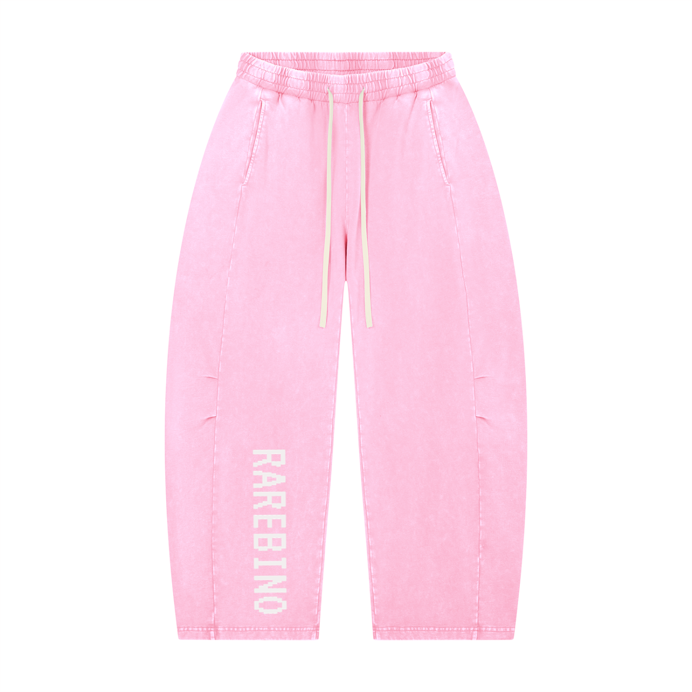 Rarebino Mineral Wash Barrel Leg Pants featuring a relaxed fit and unique wash finish, displayed on a model.