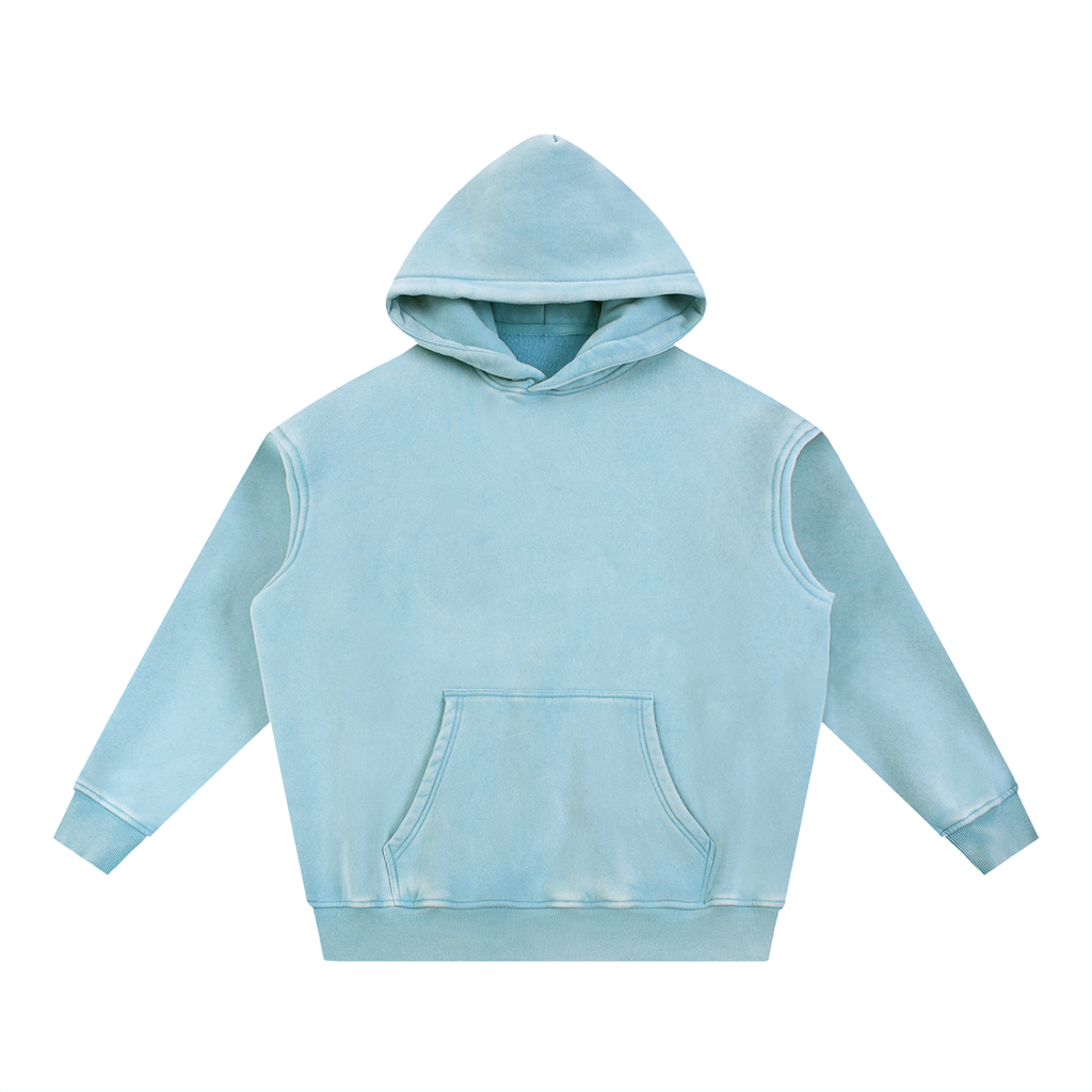 RAREBINO Snow Wash Fleece Oversize Hoodie in light gray, featuring a relaxed fit and soft fleece material.