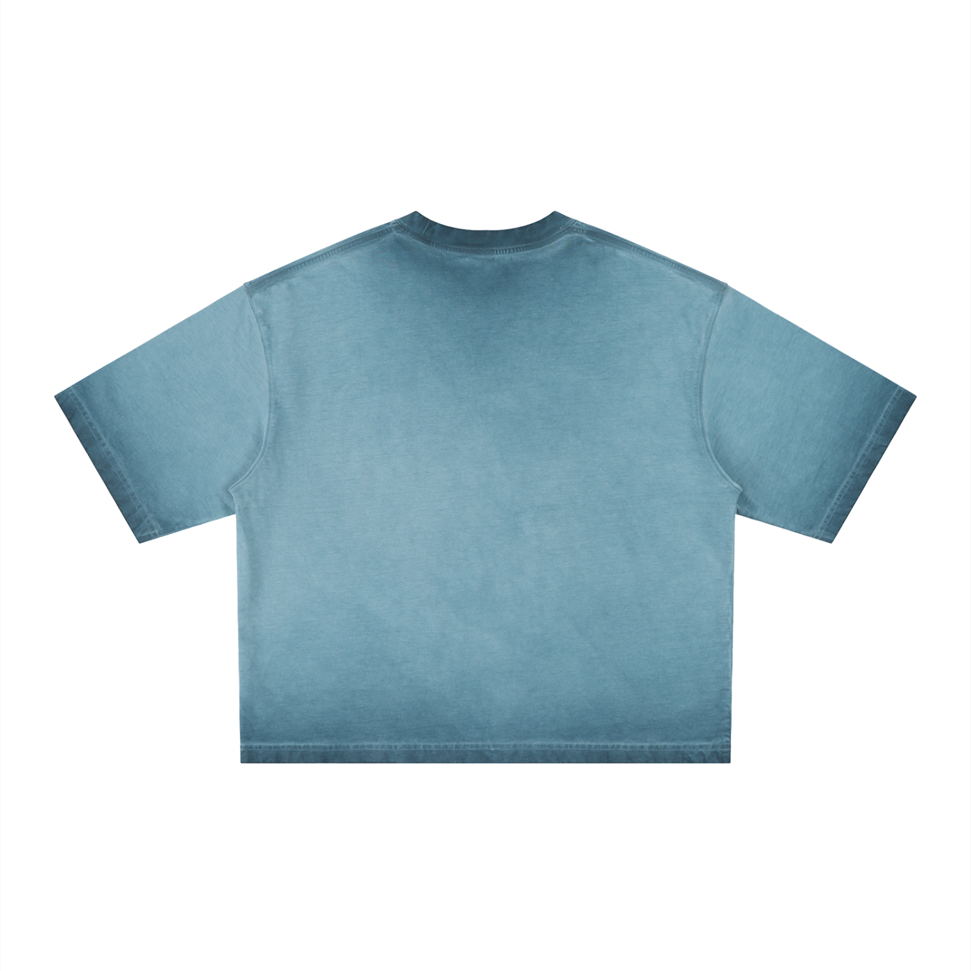 Reverse dyed boxy T-shirt by RAREBINO featuring a unique color pattern and relaxed fit, shown on a plain background.