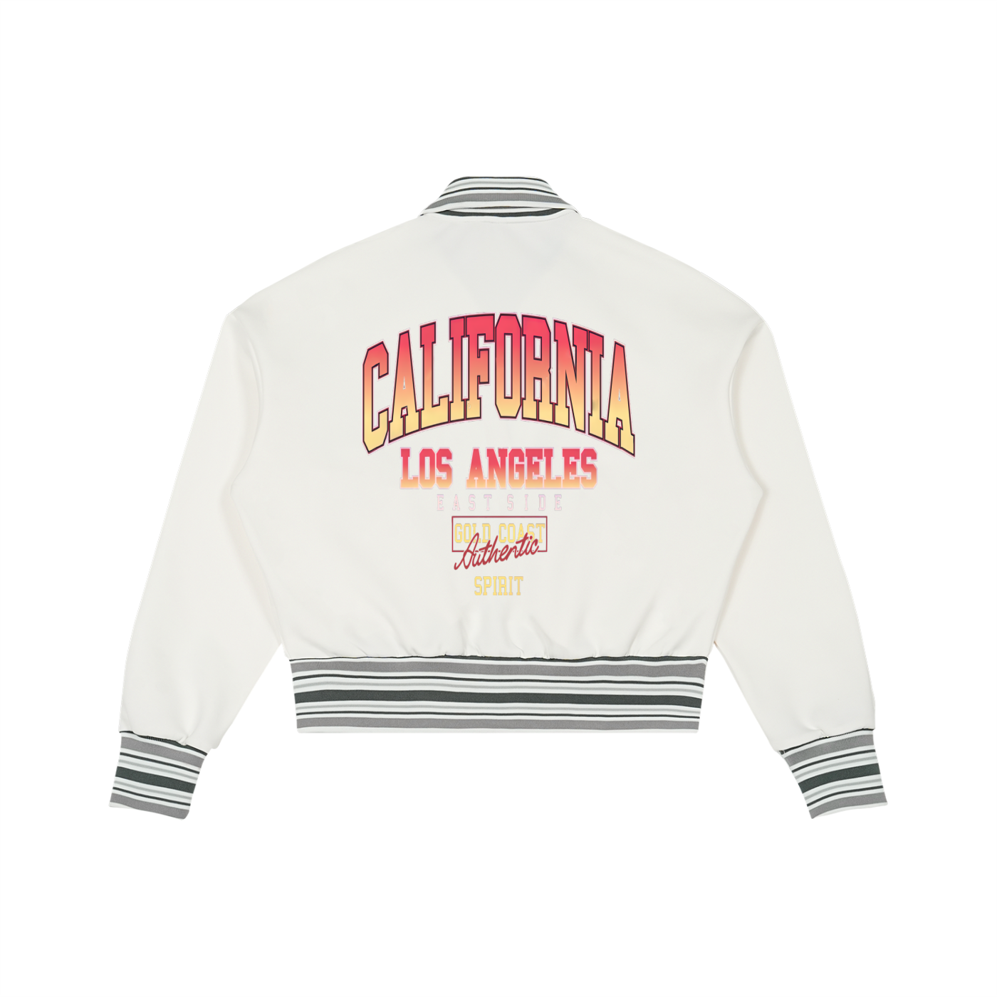 ODMPOD striped rib collar zip jacket with color-blocked design and front zipper, casual and stylish outerwear for everyday wear.