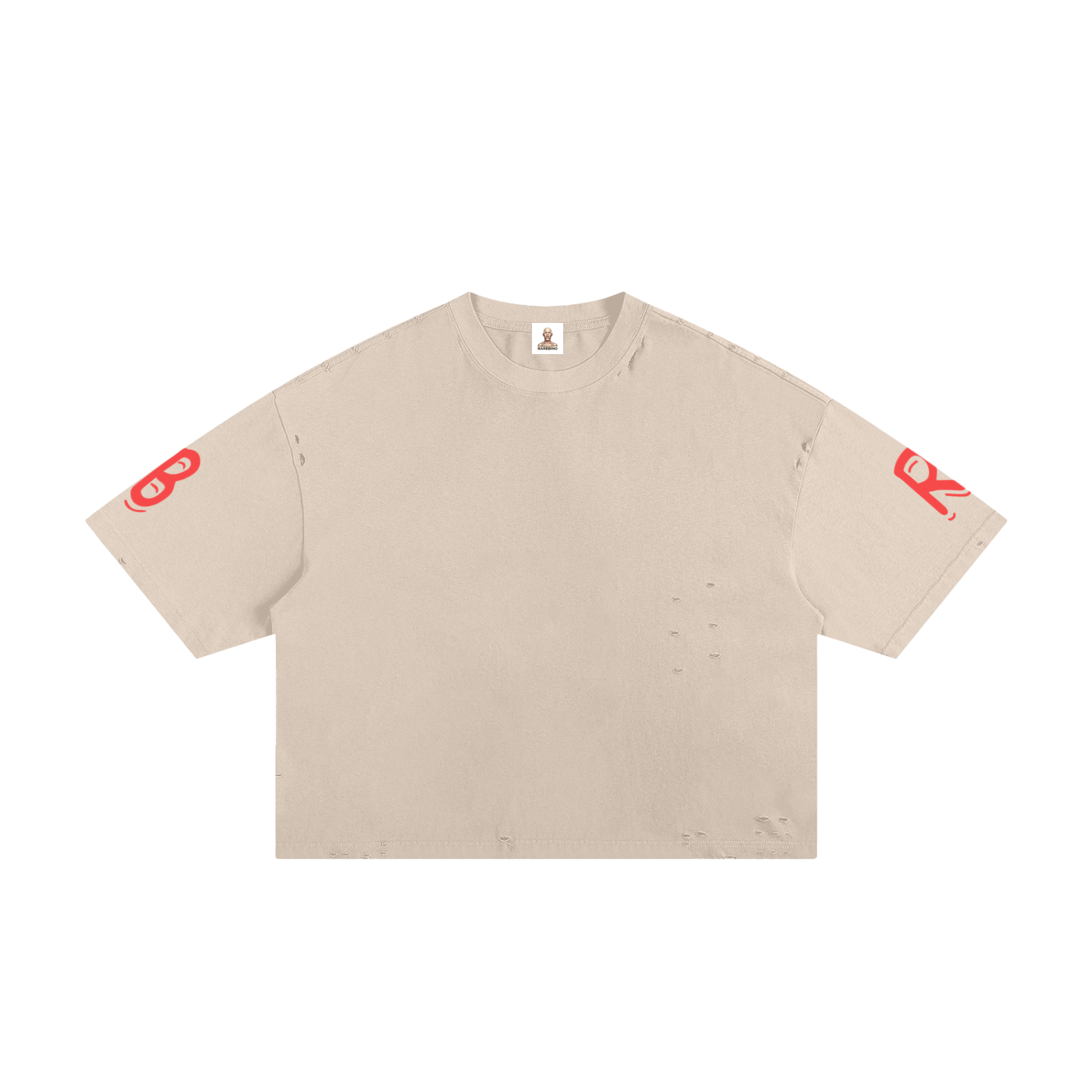 Rarebino classic frayed boxy tee with distressed edges, displayed on a neutral background.