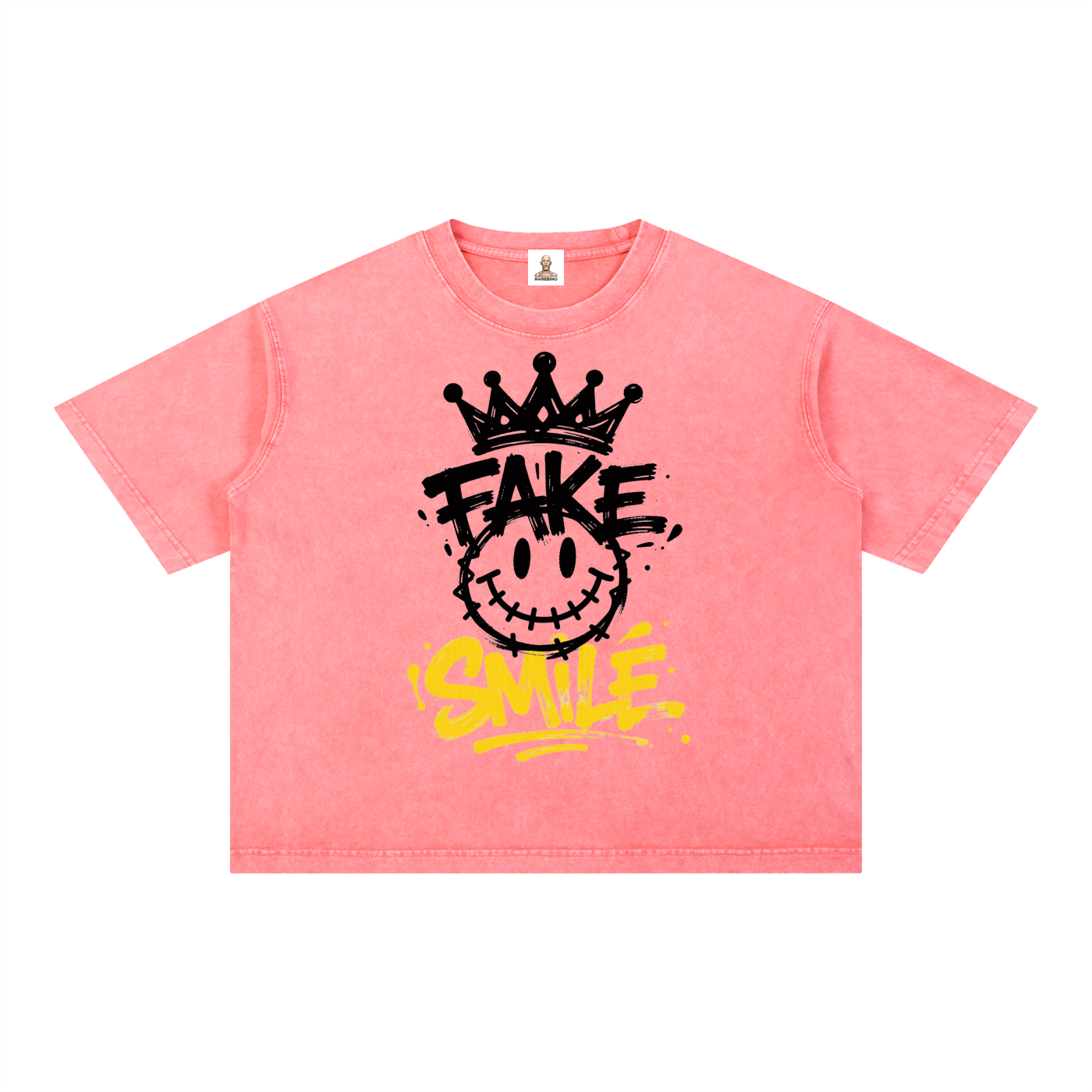 Mineral Wash Boxy Cotton T-Shirt by RAREBINO, showcasing a relaxed fit, soft mineral wash fabric, and casual style.