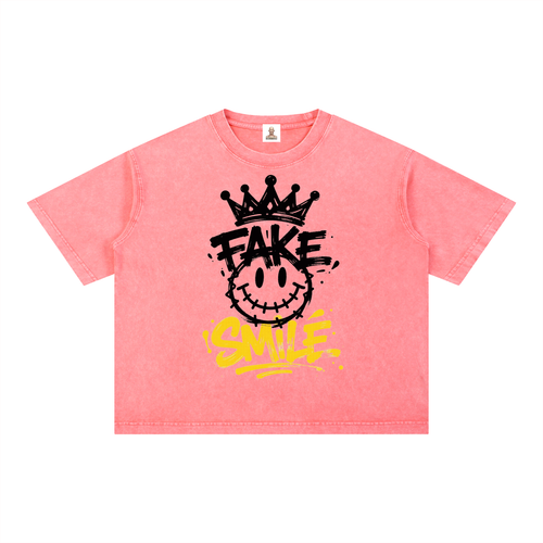 Mineral Wash Boxy Cotton T-Shirt by RAREBINO, showcasing a relaxed fit, soft mineral wash fabric, and casual style.