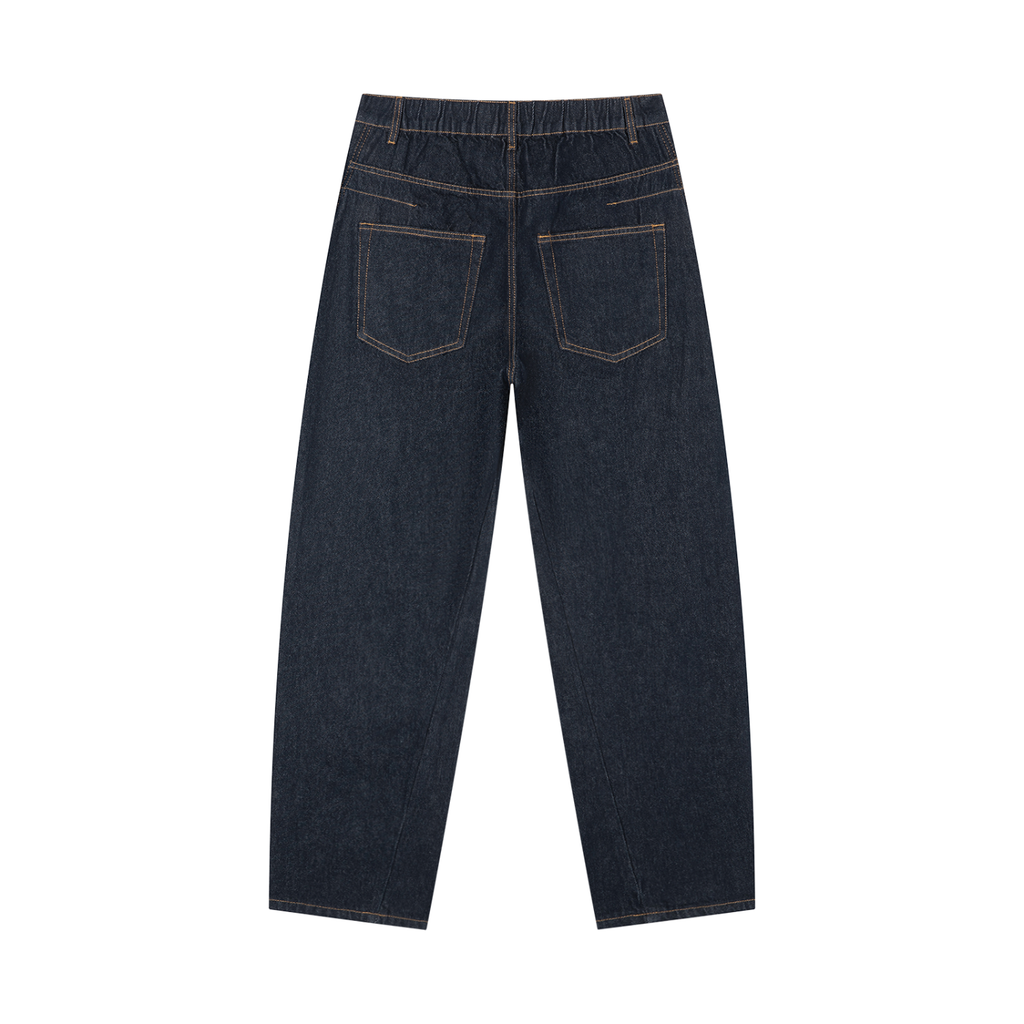 Vintage Wash Barrel Leg Jeans by RAREBINO, showing classic denim style with a relaxed fit and vintage-inspired wash.