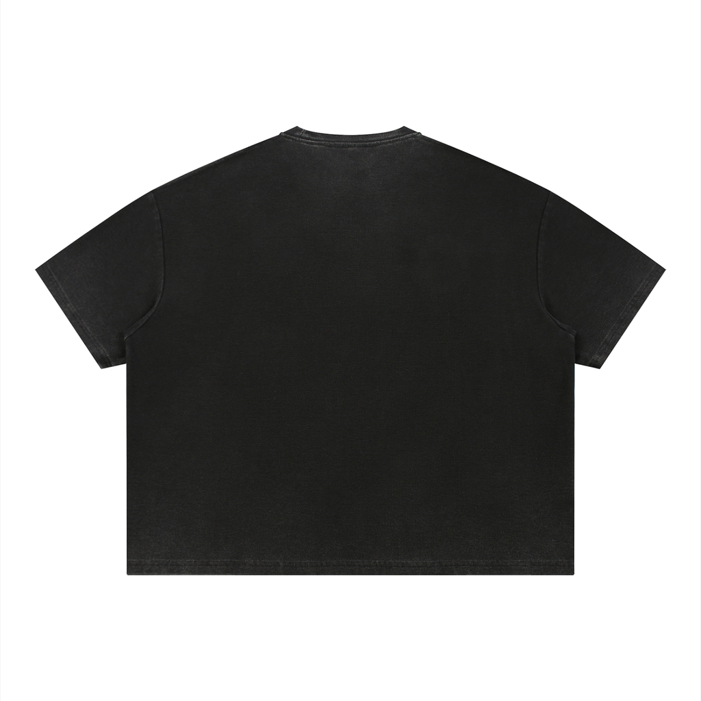 Vintage Wash Sunfade Boxy Waffle T-Shirt by RAREBINO featuring a relaxed fit and textured waffle fabric in a sunfaded, vintage style.