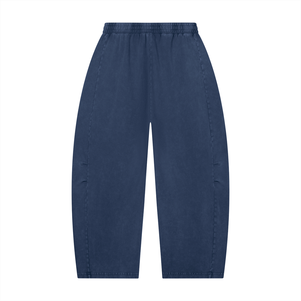 Mineral wash barrel leg pants by RAREBINO showing relaxed fit and soft fabric with a washed, vintage look.