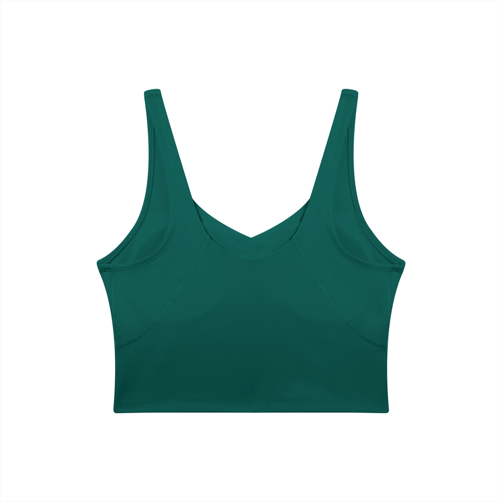 Rarebino V-neck yoga sports bra in black with supportive straps and breathable fabric for comfortable workout wear.