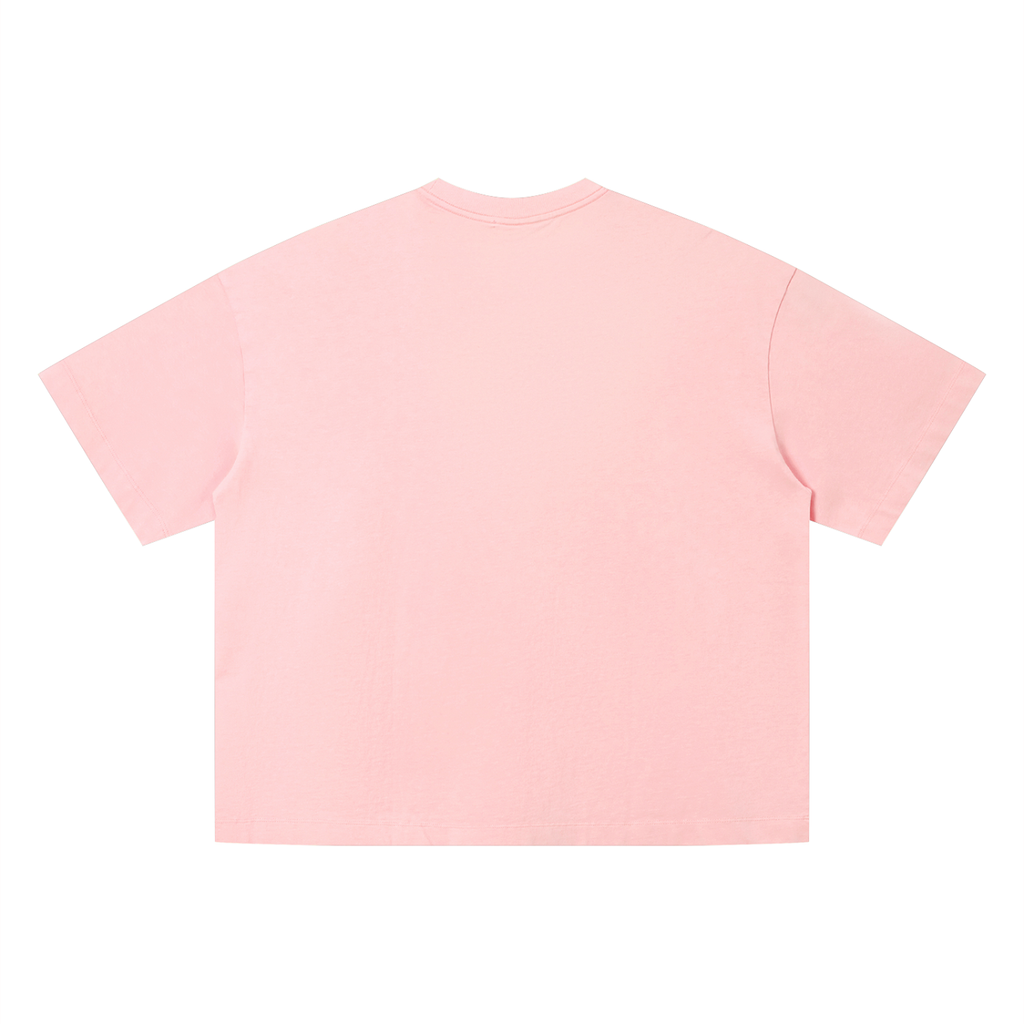 Vintage wash boxy T-shirt by RAREBINO featuring a relaxed fit and distressed fabric, displayed flat on a white background.