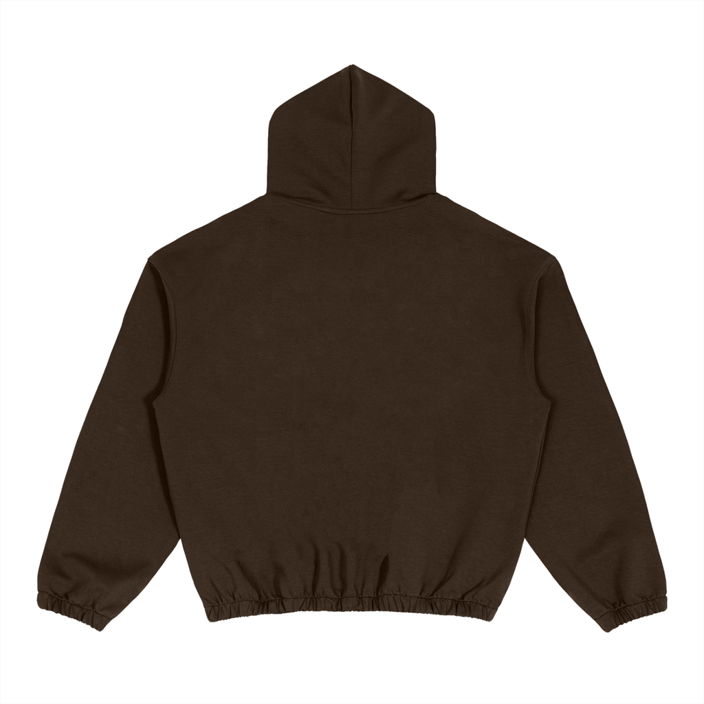 Boxy RAREBINO cinched hem hoodie in soft fabric with a relaxed fit and adjustable drawstring waist.