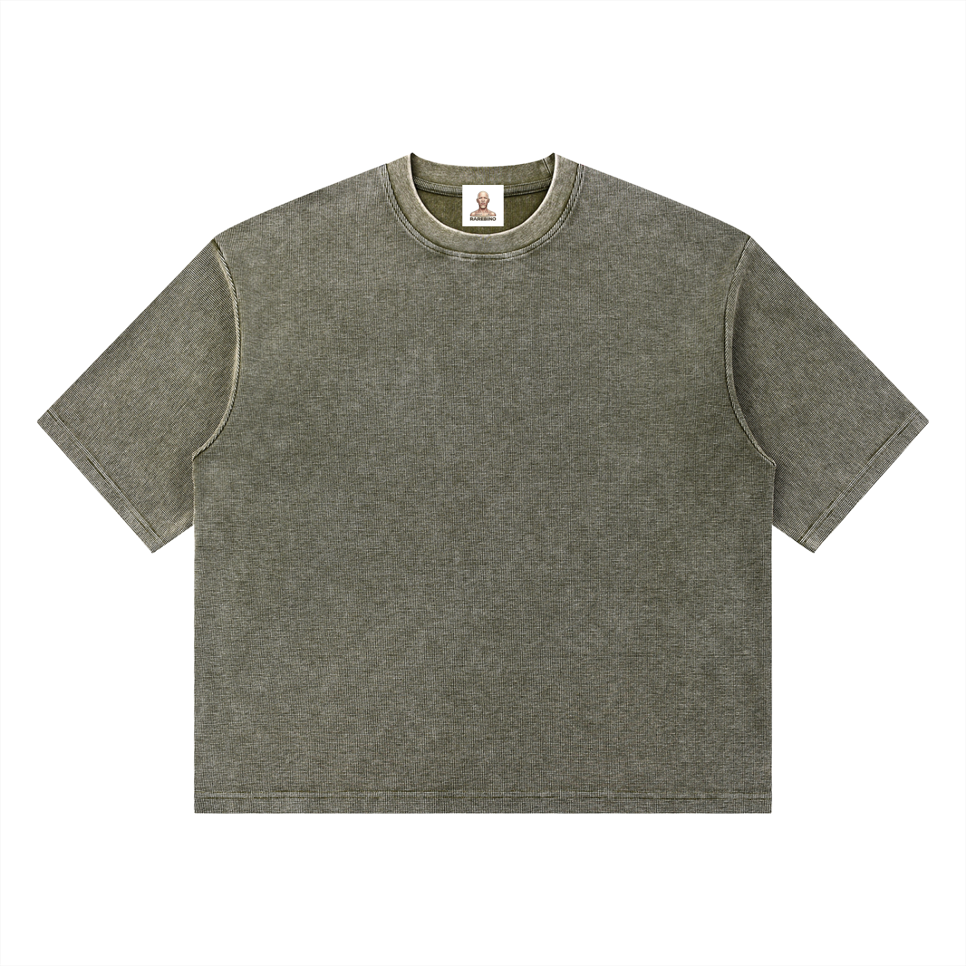 Mineral wash waffle boxy T-shirt by RAREBINO featuring a relaxed fit and textured fabric in neutral tones.