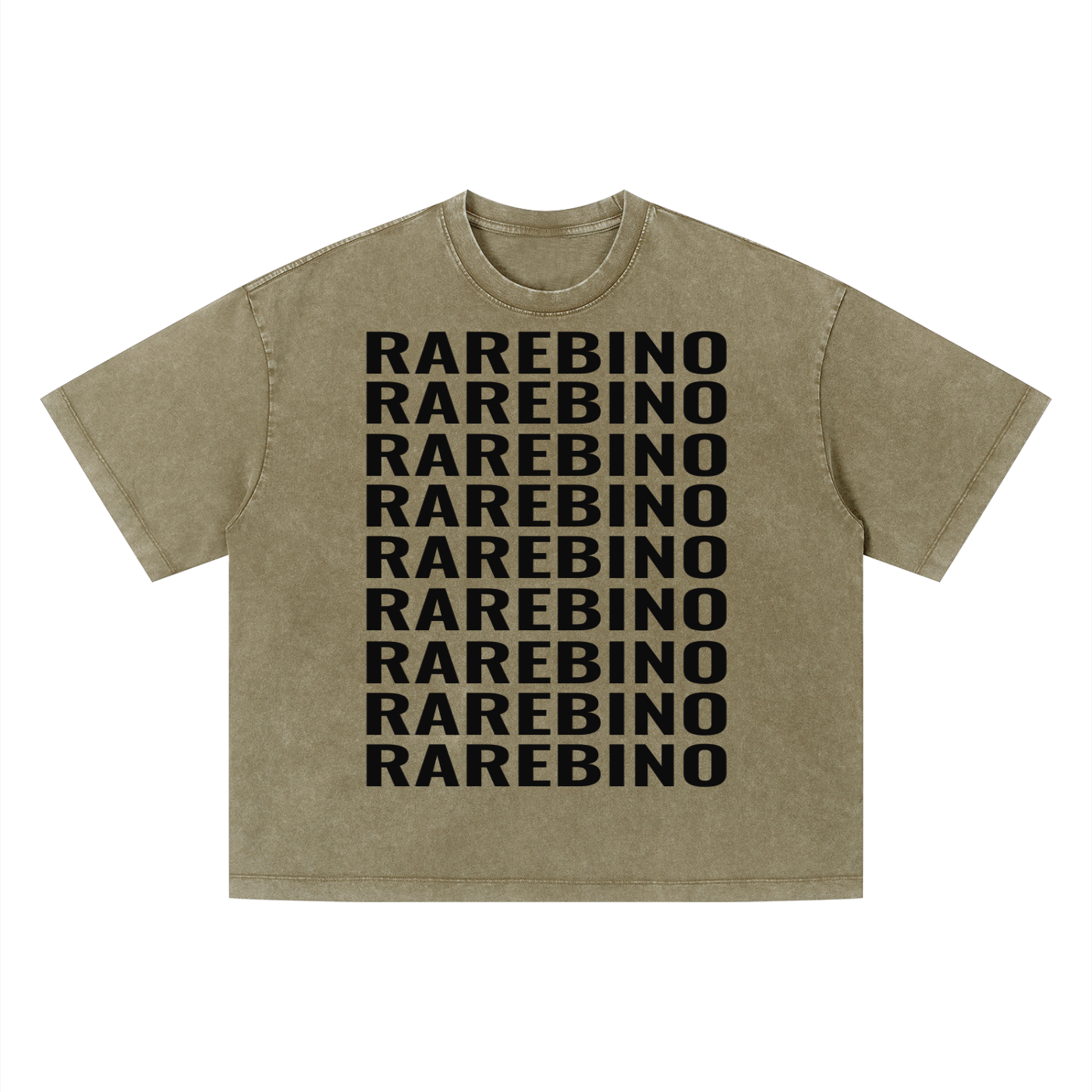 Vintage wash boxy T-shirt by RAREBINO featuring a relaxed fit and faded denim appearance, displayed flat on a white background.