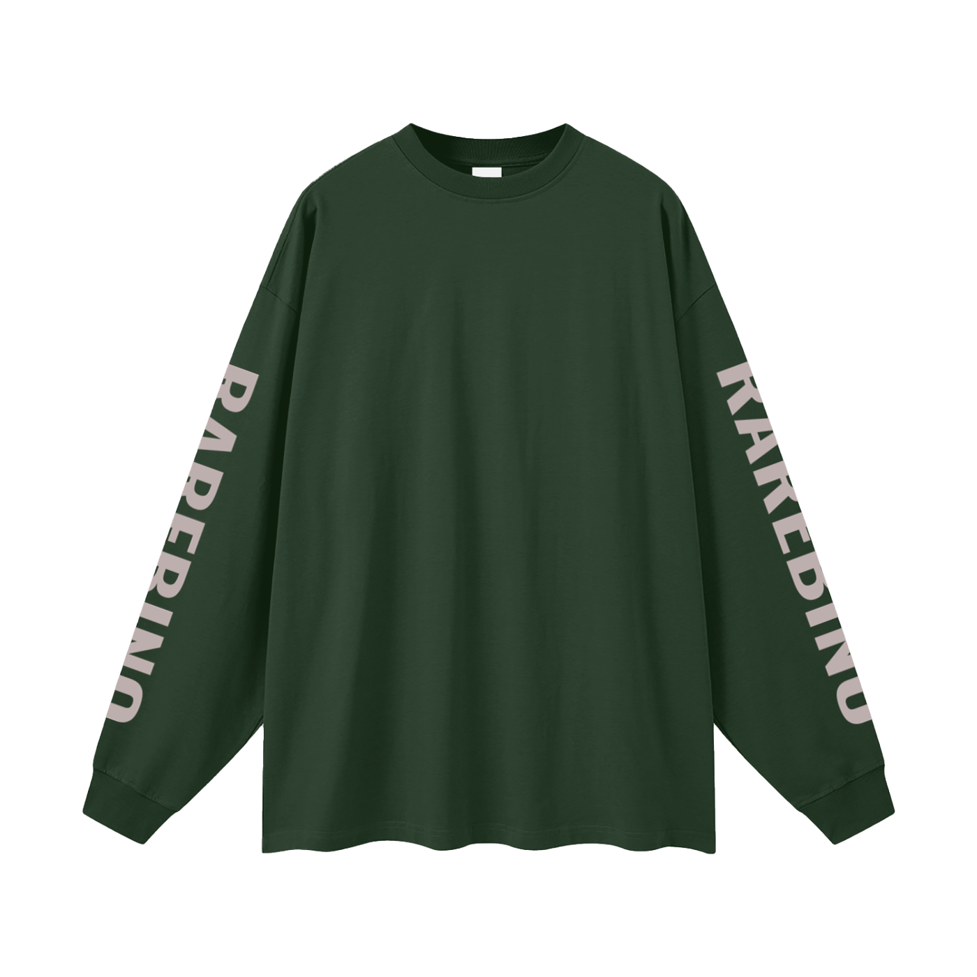 Black oversized long sleeve T-shirt by RAREBINO, featuring a relaxed fit and soft fabric, displayed flat on a white background.