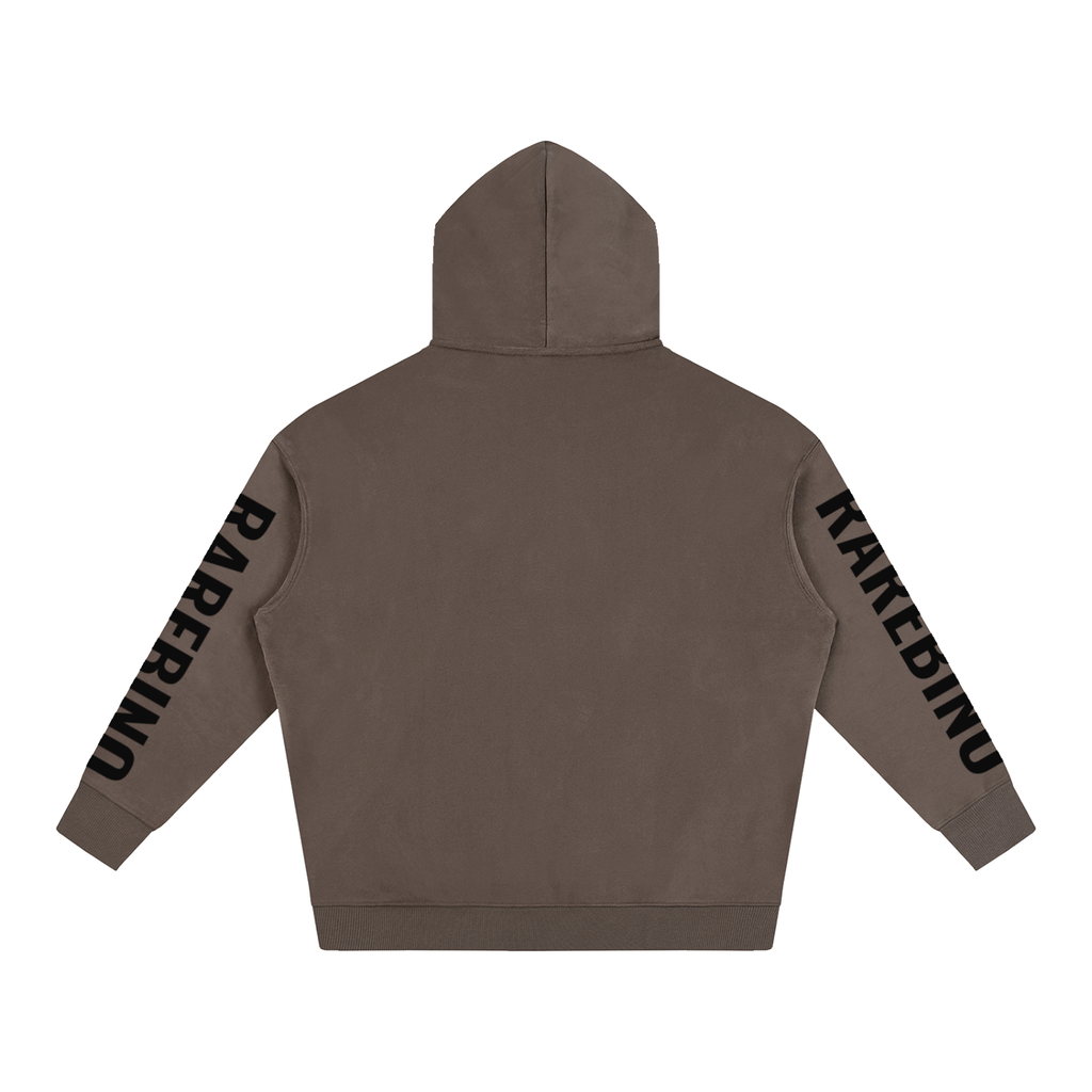 Oversize RAREBINO fleeced hoodie with a cozy, plush texture and relaxed fit, shown in a soft, neutral color.
