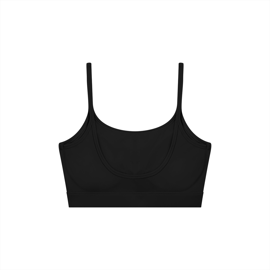 Solid U-neck sports bra by RAREBINO featuring a snug fit and supportive design in a neutral color.