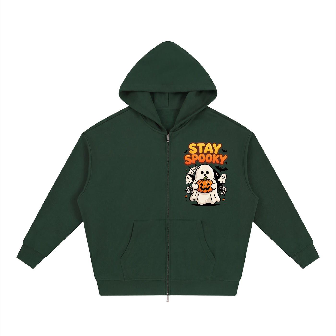 Rarebino loose solid full zip hoodie in black, showing front view with hood and zip closure, casual and comfortable design.