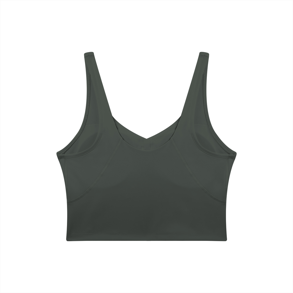 RAREBINO V-neck yoga sports bra in black, featuring a supportive fit and breathable fabric for comfortable exercise wear.
