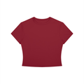 Black crewneck crop T-shirt by RAREBINO featuring a fitted design and short sleeves, shown on a plain background.
