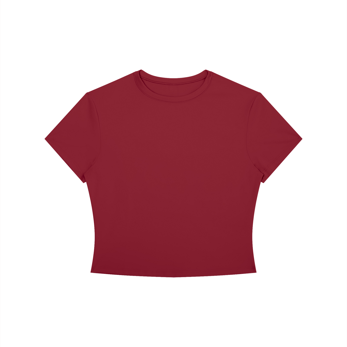 Black crewneck crop T-shirt by RAREBINO featuring a fitted design and short sleeves, shown on a plain background.