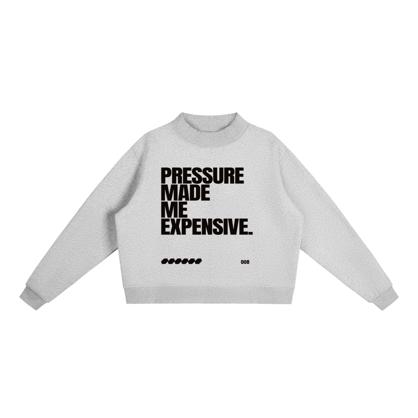 Rarebino Essential fleece mock-neck crew sweatshirt displayed in soft fleece fabric with a comfortable fit.