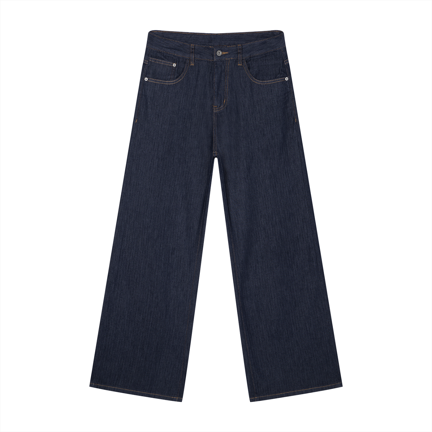 Rarebino loose fit wide leg jeans with relaxed silhouette and classic denim wash, displayed on a white background.