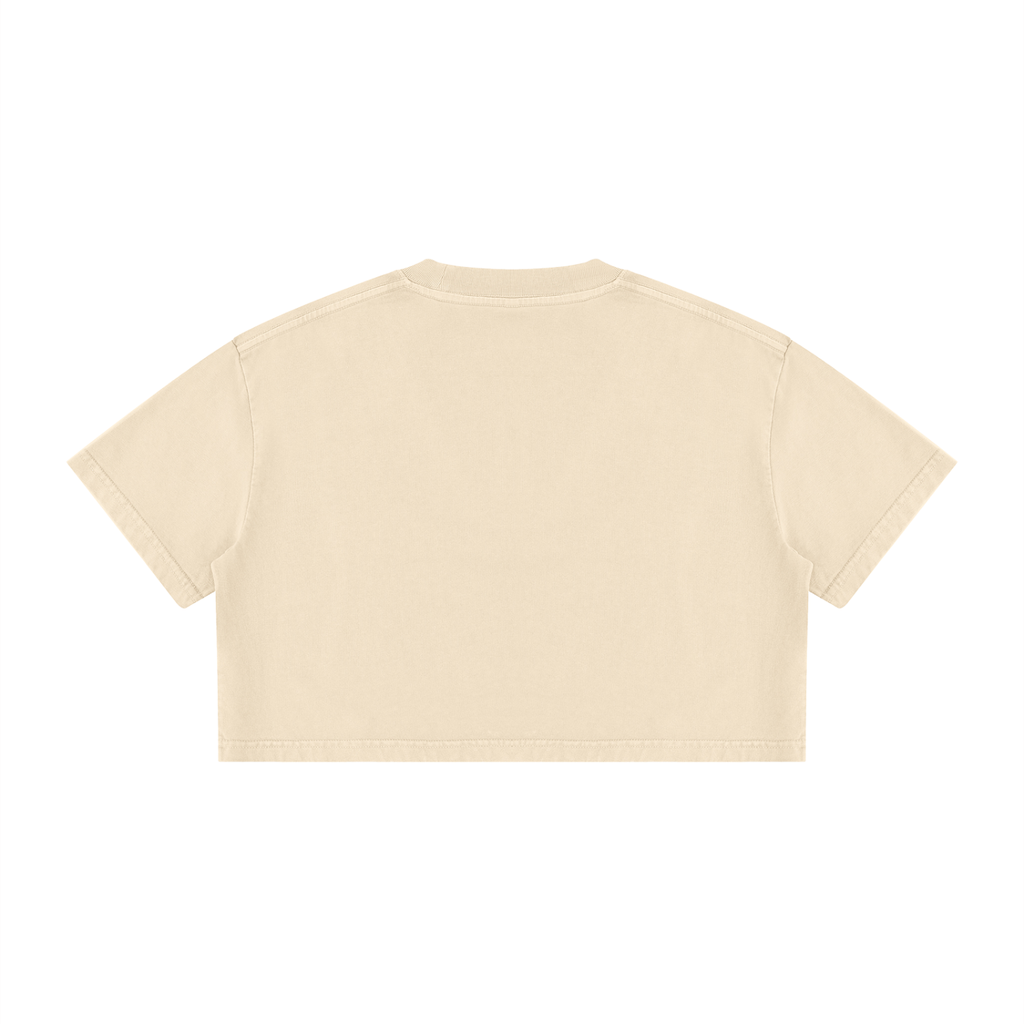Rarebino mineral wash cotton crop t-shirt, soft and stylish with a relaxed fit, shown in a close-up of the fabric and cropped design.