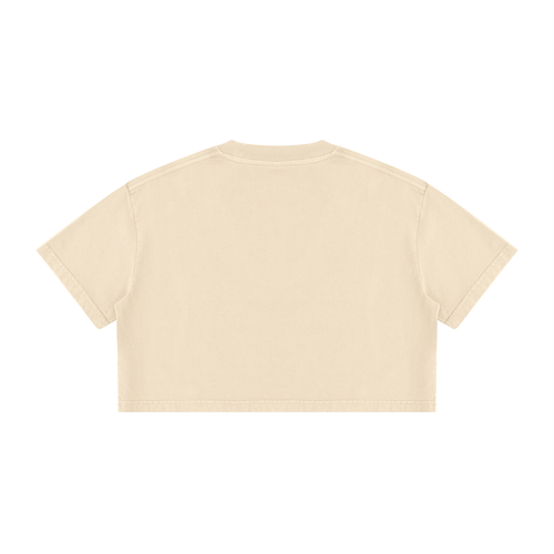 Rarebino mineral wash cotton crop t-shirt, soft and stylish with a relaxed fit, shown in a close-up of the fabric and cropped design.