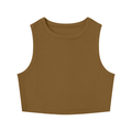 Black RAREBINO tight crewneck crop tank top displayed on a mannequin, highlighting its fitted style and sleeveless design.