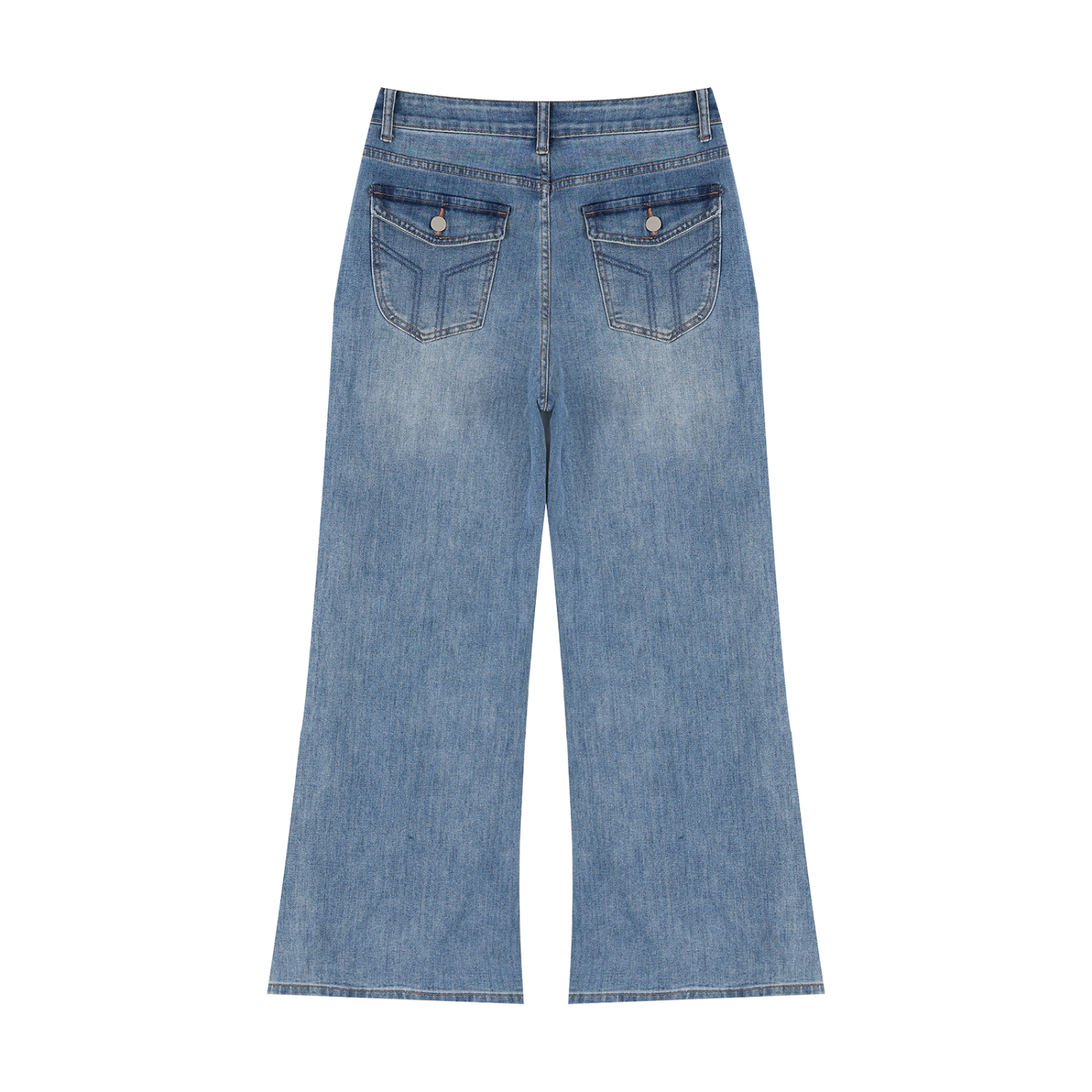 Vintage wash wide leg jeans by RAREBINO featuring a relaxed fit and classic denim style, shown on a hanger.