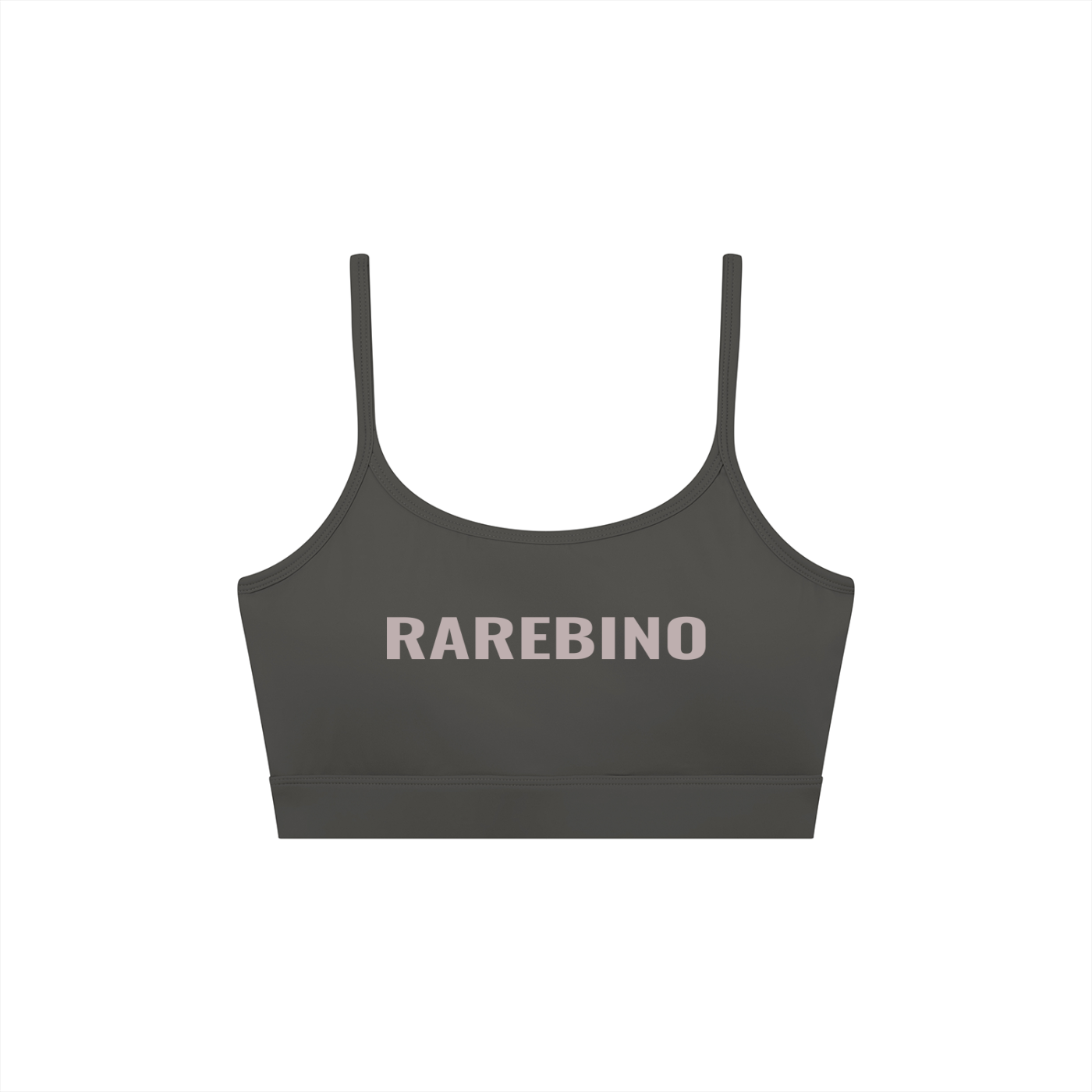 Solid black RAREBINO U-neck sports bra with supportive fit and seamless design, suitable for activewear and workouts.