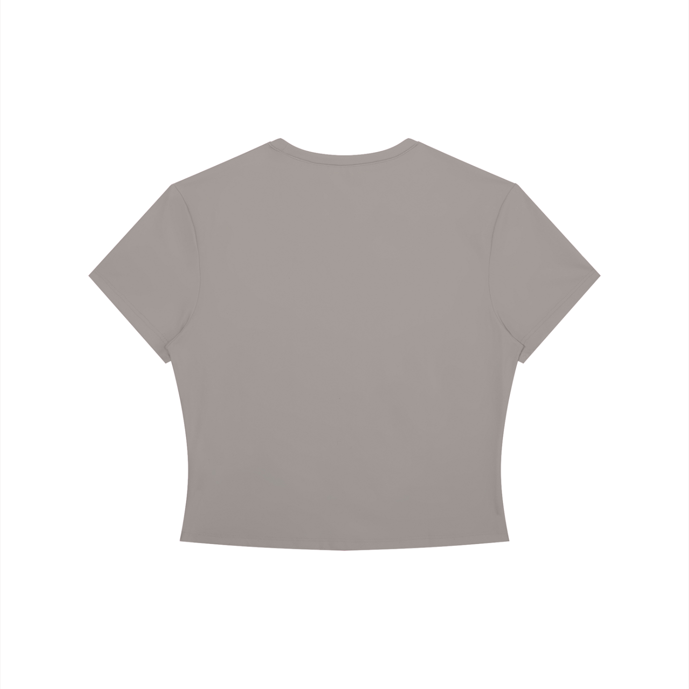 Black crewneck crop T-shirt by RAREBINO featuring a fitted style and short sleeves, displayed on a plain background.
