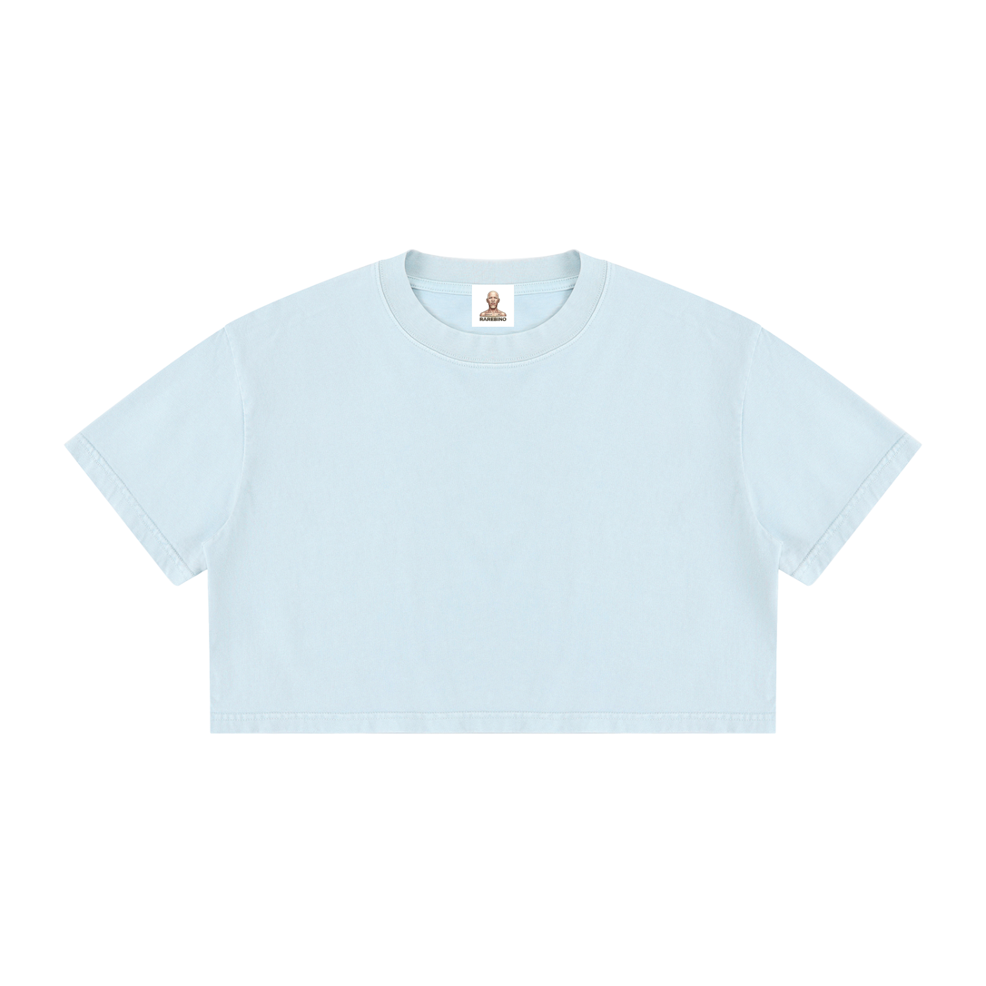 Mineral wash cotton crop T-shirt by RAREBINO featuring a relaxed fit and soft, textured fabric in a casual style.