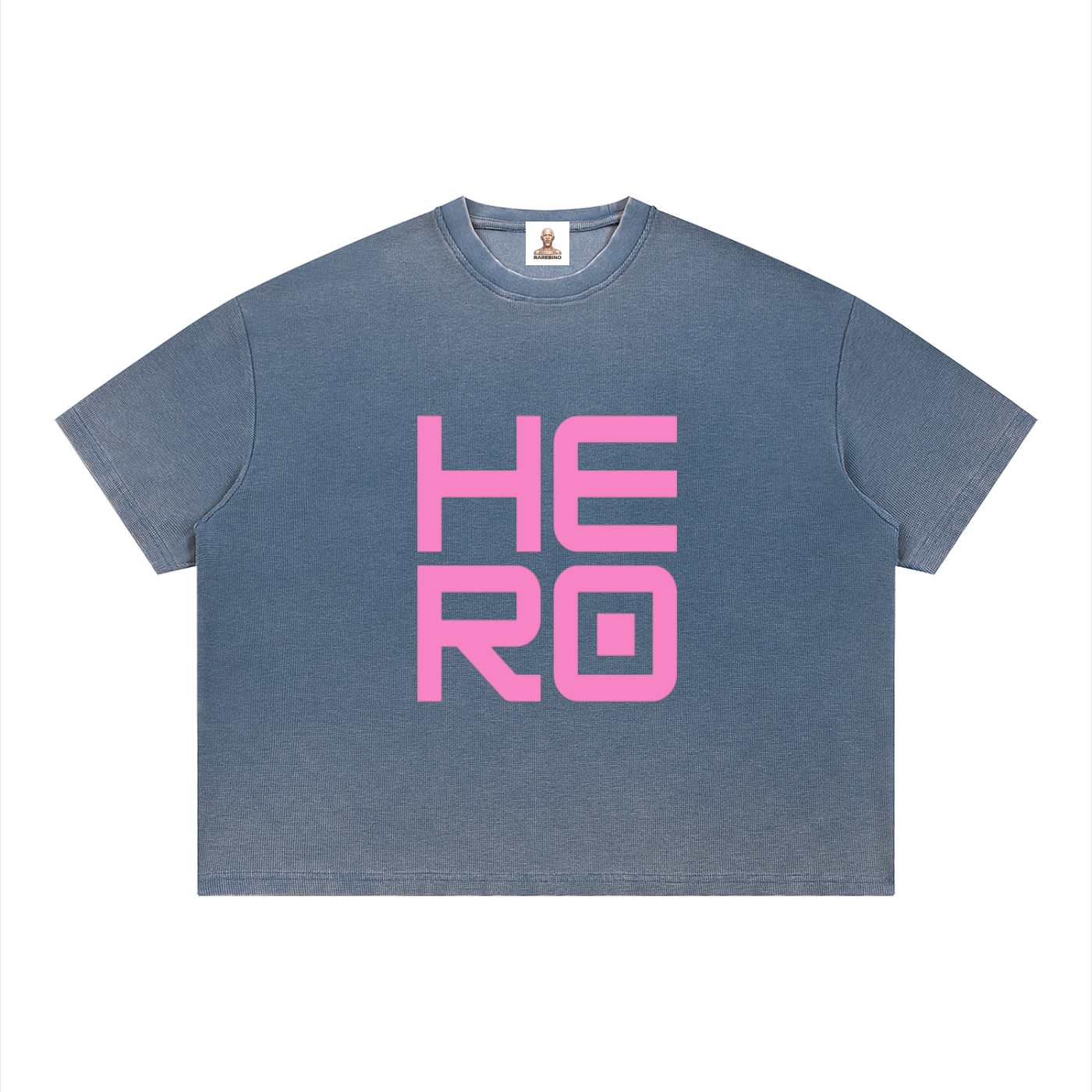 Vintage wash sunfade boxy waffle T-shirt by RAREBINO, featuring a relaxed fit and faded fabric with a soft, textured waffle pattern.
