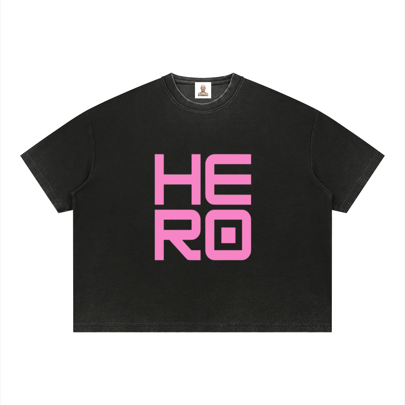Vintage wash RAREBINO boxy waffle T-shirt with sunfade effect, showcasing a relaxed fit and textured fabric in a casual style.