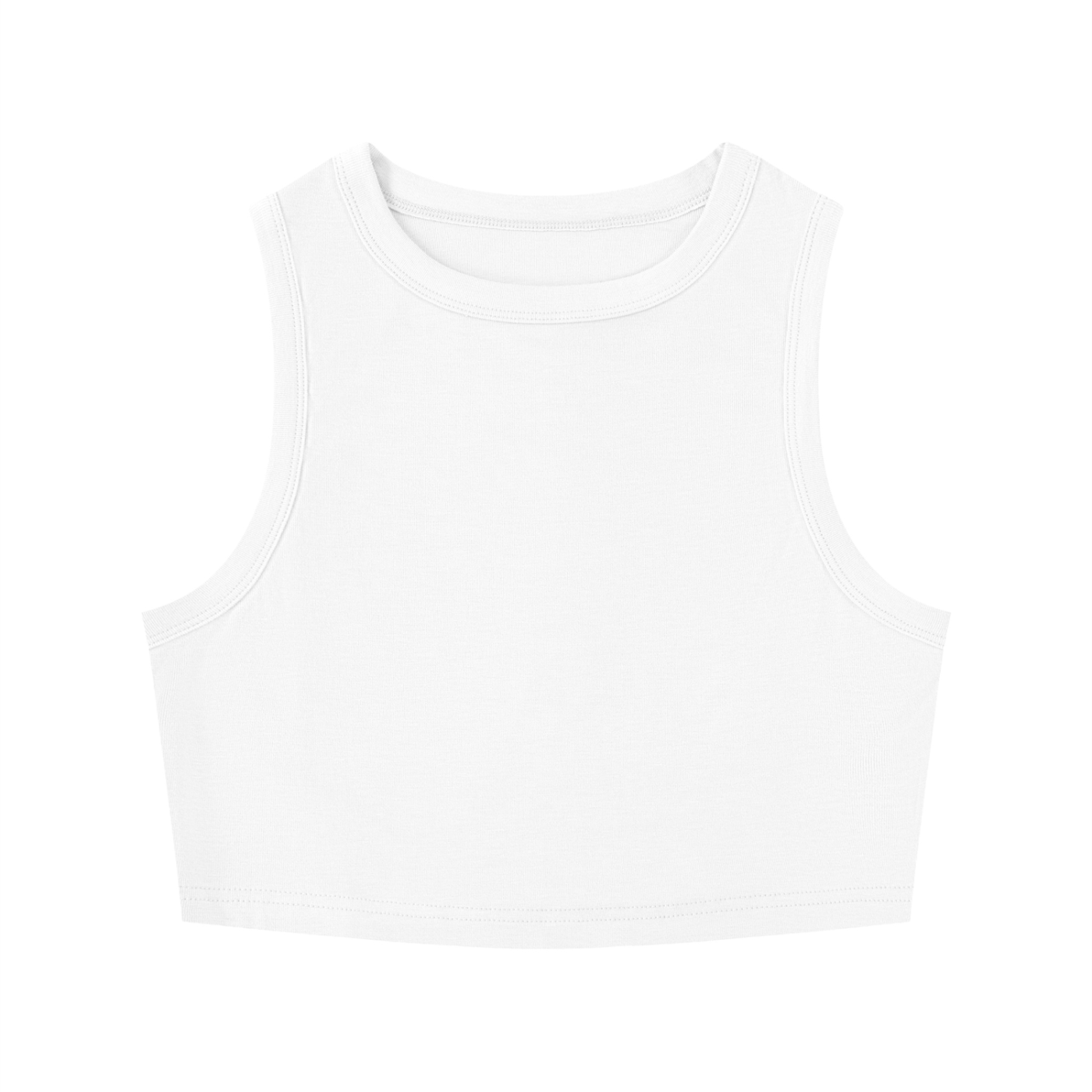 Rarebino tight crewneck crop tank top shown on a model, featuring a fitted design and casual style for warm-weather wear.