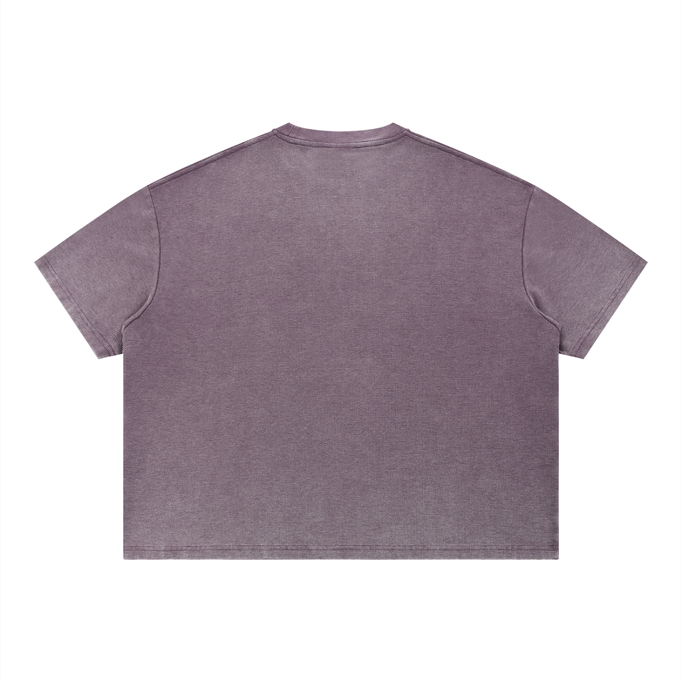 Vintage Wash Sunfade Boxy Waffle T-Shirt by RAREBINO, showcasing a relaxed fit with sun-faded, waffle-knit fabric and casual style.