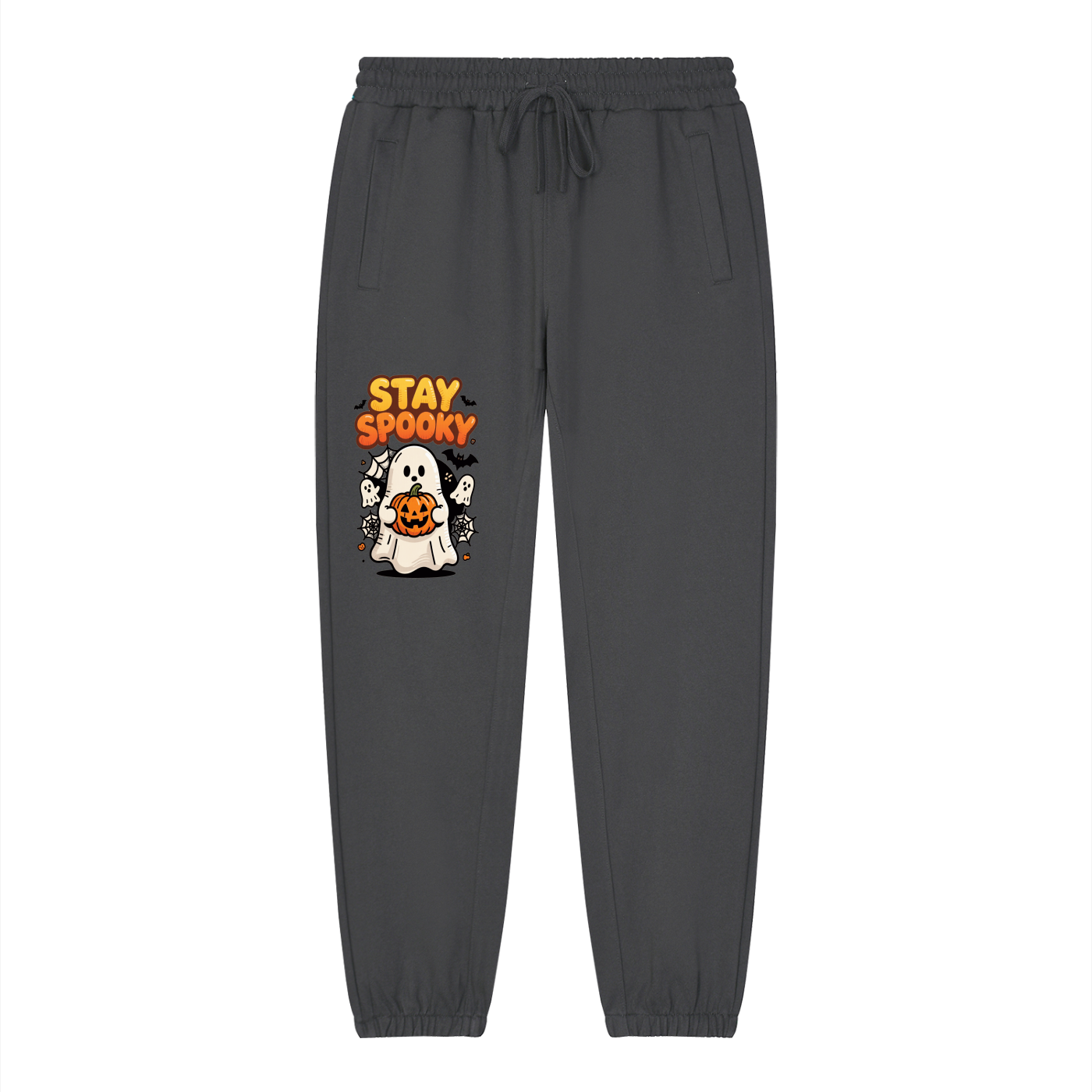 Light gray loose fit tapered joggers from RAREBINO with elastic waistband and cuffs, made from soft, comfortable fabric.