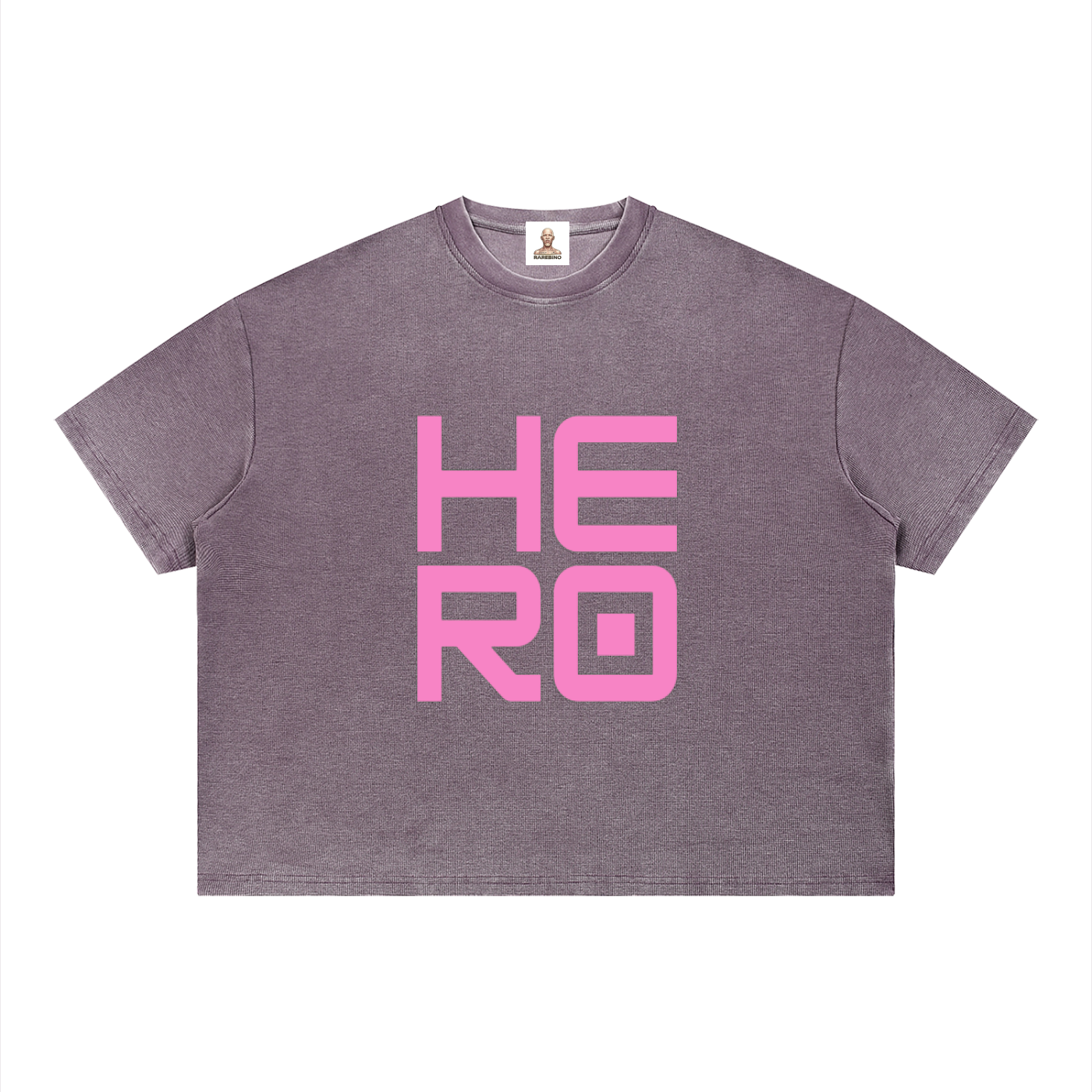Vintage wash sunfade boxy waffle T-shirt by RAREBINO, showing a close-up of the fabric's textured waffle pattern and faded sunwashed look.