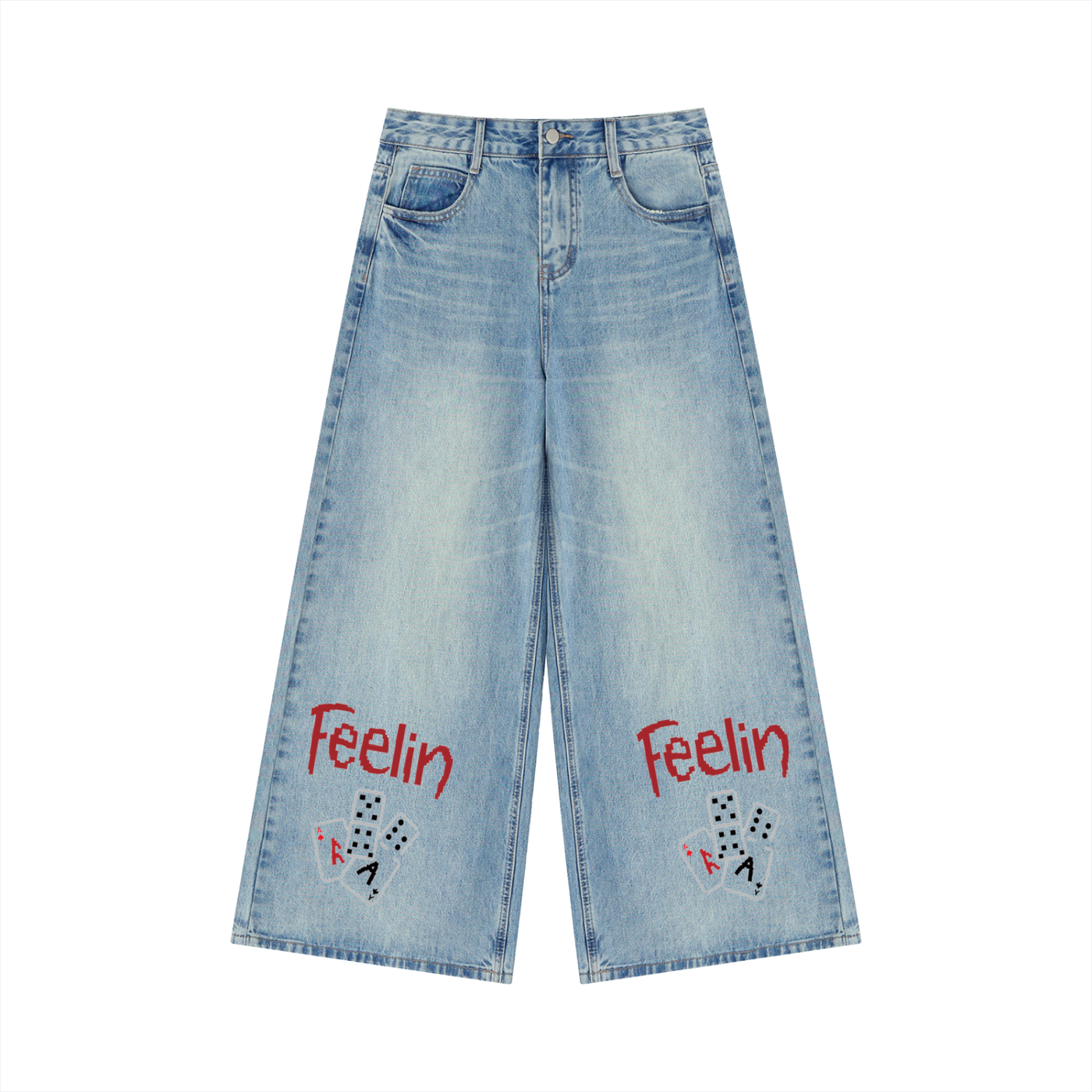 Vintage Wash Wide Leg Jeans by RAREBINO with high-waisted fit and relaxed wide-leg style, displayed on a neutral background.