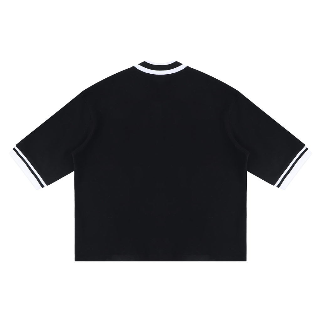 Boxy heavyweight baseball jersey by RAREBINO featuring a classic design, bold team lettering, and durable fabric for a stylish athletic look.