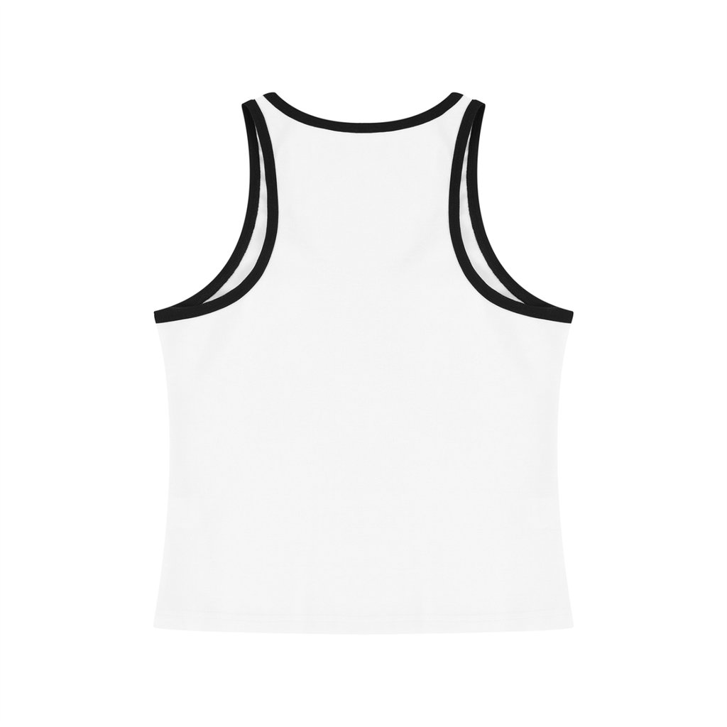 Color block cropped tank top by RAREBINO featuring vibrant color blocks and a fitted sleeveless design.