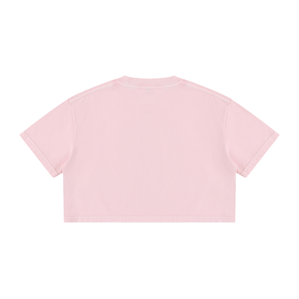 Mineral Wash Cotton Crop T-Shirt by RAREBINO, featuring a relaxed fit and soft fabric with a stylish cropped design.