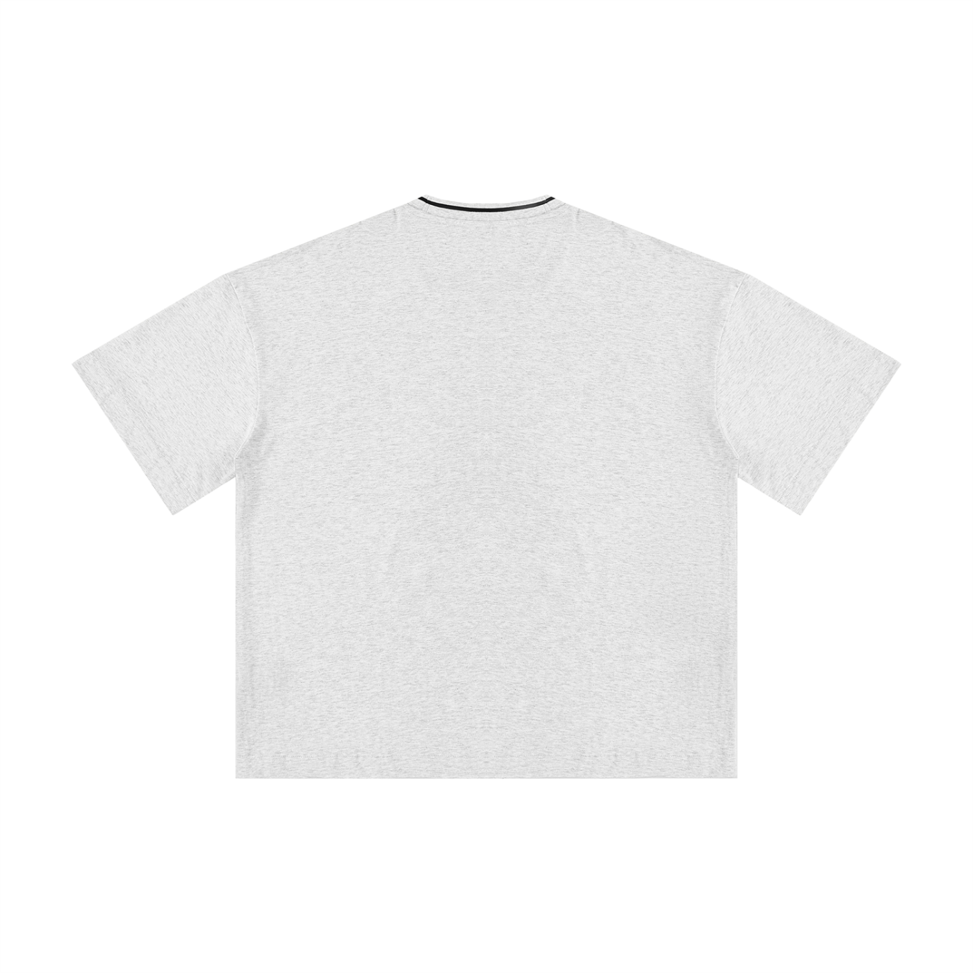 Close-up of RAREBINO boxy ribbed T-shirt, showcasing its textured ribbed fabric and relaxed fit in a neutral color.