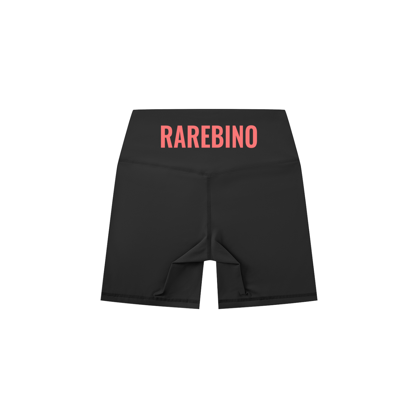 High-waisted RAREBINO biker shorts in black, form-fitting with a sleek design, perfect for active or casual wear.