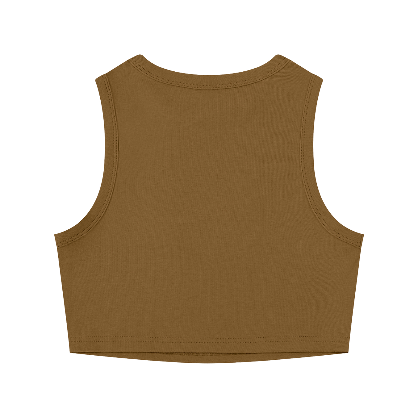 Black tight crewneck crop tank top by RAREBINO displayed on a hanger with a fitted silhouette and ribbed fabric.