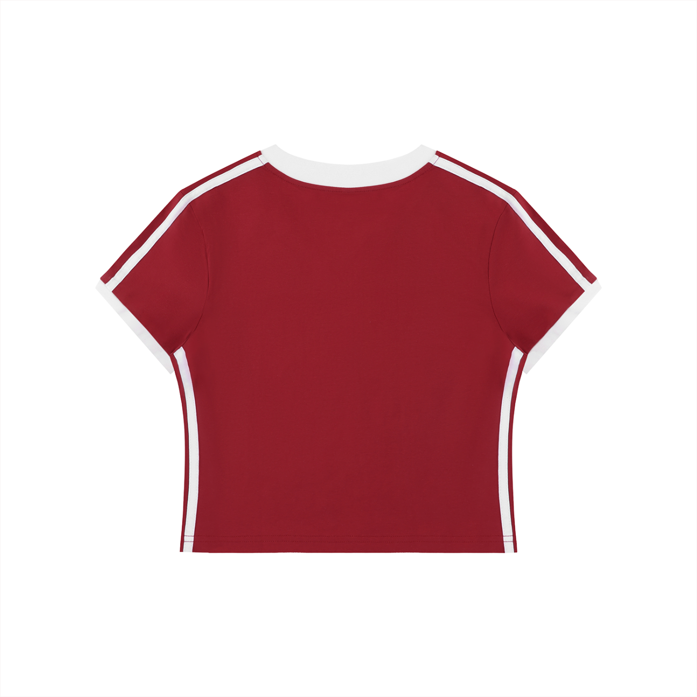 Retro binding V-neck crop T-shirt by RAREBINO featuring a stylish V-neck design and cropped fit in a vintage-inspired style.